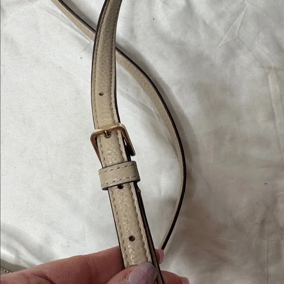 Kate Spade Leila Triple Gusset Two Toned Beige and Cream Pebbled Crossbody Bag - Picture 12 of 12